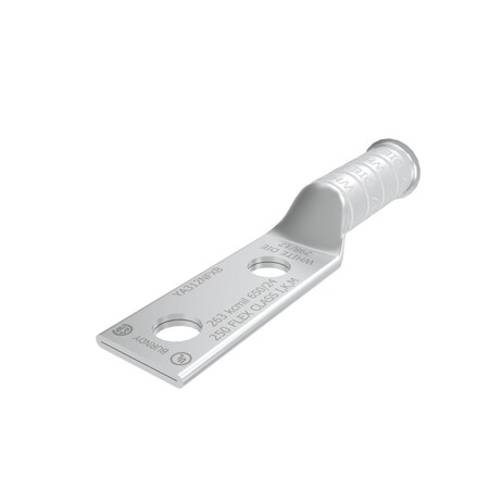 Burndy Copper Compression Lug, 2 Hole w/o Inspection Window, 250 Flex, 1/2" S YA312NFXB